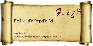Folk Árpád névjegykártya